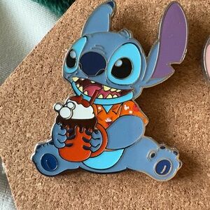 Stitch Enamel Pin with Drink December Collection
